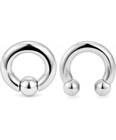 10G 8G 6G 4G 2G 0G 00G Septum Rings Ear Gauges Earrings Hoops 316L Surgical Steel PA Ring Internally Threaded Horseshoe Sprin...