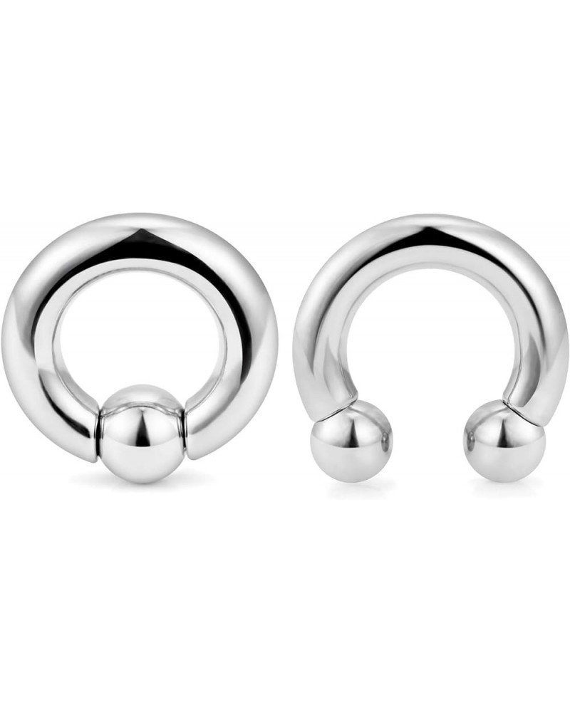 10G 8G 6G 4G 2G 0G 00G Septum Rings Ear Gauges Earrings Hoops 316L Surgical Steel PA Ring Internally Threaded Horseshoe Sprin...