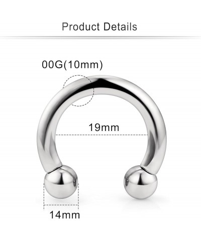 10G 8G 6G 4G 2G 0G 00G Septum Rings Ear Gauges Earrings Hoops 316L Surgical Steel PA Ring Internally Threaded Horseshoe Sprin...