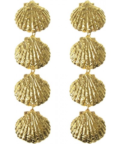 Women Geometric Exaggerated Sparkling Dainty Earrings Dangle Drop Earrings Gold Shells $9.51 Earrings