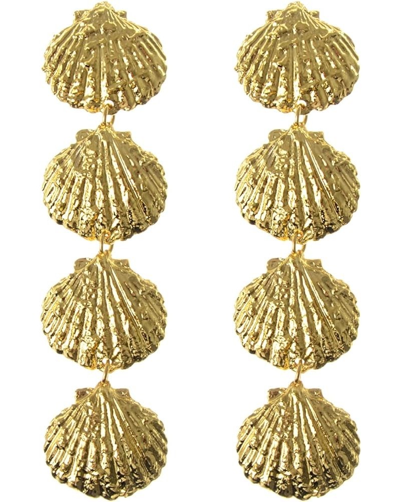 Women Geometric Exaggerated Sparkling Dainty Earrings Dangle Drop Earrings Gold Shells $9.51 Earrings