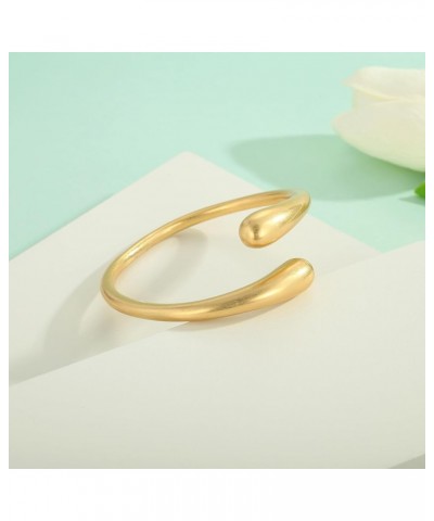 Teardrop Gold Cuff Bracelets for Women Adjustable 18K Gold Plated Chunky Open Cuff Bangle Bracelets Minimalist Thick Gold Wri...