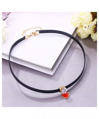 Black Choker Necklace for Women,Gold/Siver Tone Choker Necklace with Elegant Pendant Heart $10.61 Necklaces