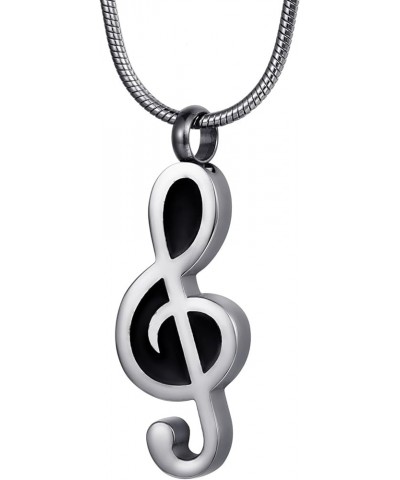 Stainless Steel Music Note Memorial Keepsake Urn Necklace for Ashes Cremation Jewelry Necklace-Silver $9.46 Necklaces