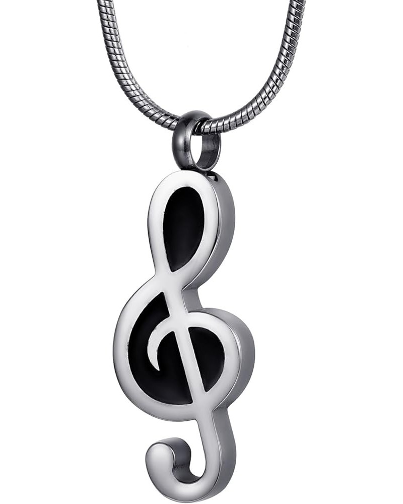 Stainless Steel Music Note Memorial Keepsake Urn Necklace for Ashes Cremation Jewelry Necklace-Silver $9.46 Necklaces