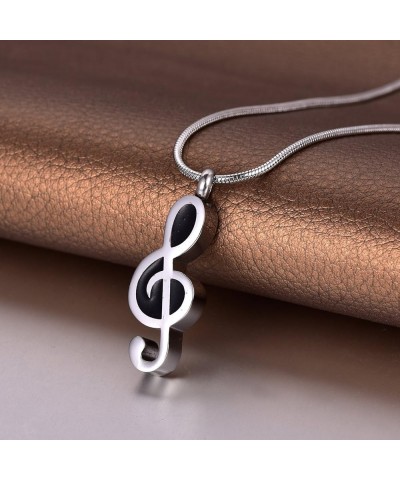 Stainless Steel Music Note Memorial Keepsake Urn Necklace for Ashes Cremation Jewelry Necklace-Silver $9.46 Necklaces