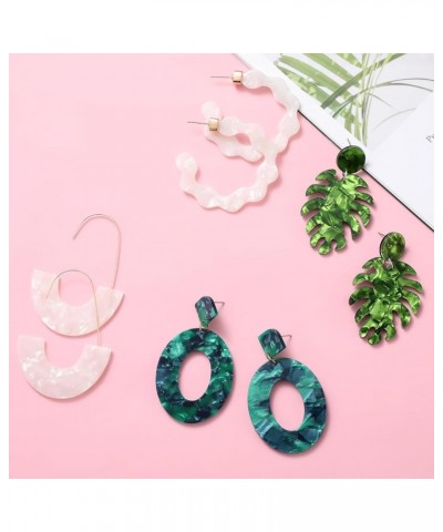 16 Pairs Trendy Acrylic Earrings Rattan Earrings for Women Girls-Summer Beach Straw Earrings Resin Dangle Drop Fashion Earrin...