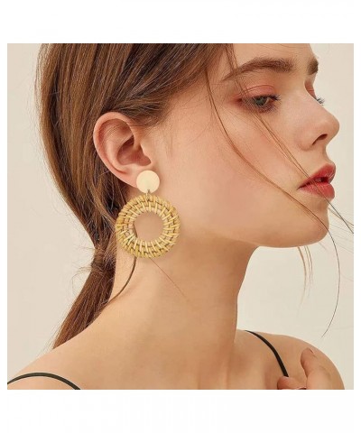 16 Pairs Trendy Acrylic Earrings Rattan Earrings for Women Girls-Summer Beach Straw Earrings Resin Dangle Drop Fashion Earrin...