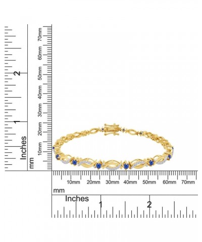 14K Yellow Gold Plated 925 Sterling Silver Link Bracelet Jewelry for Women Blue Sapphire 7.5 Inches $49.60 Bracelets