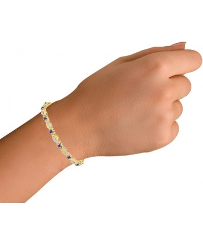 14K Yellow Gold Plated 925 Sterling Silver Link Bracelet Jewelry for Women Blue Sapphire 7.5 Inches $49.60 Bracelets