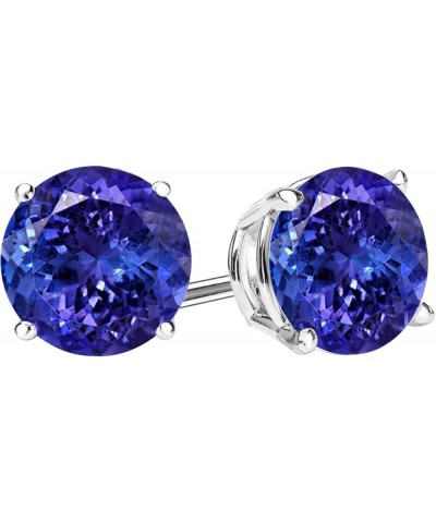 1/2-10 Carat Total Weight Natural Tanzanite Stud Earrings 4 Prong Push Back 1.01 Carat Platinum $1.00 Earrings