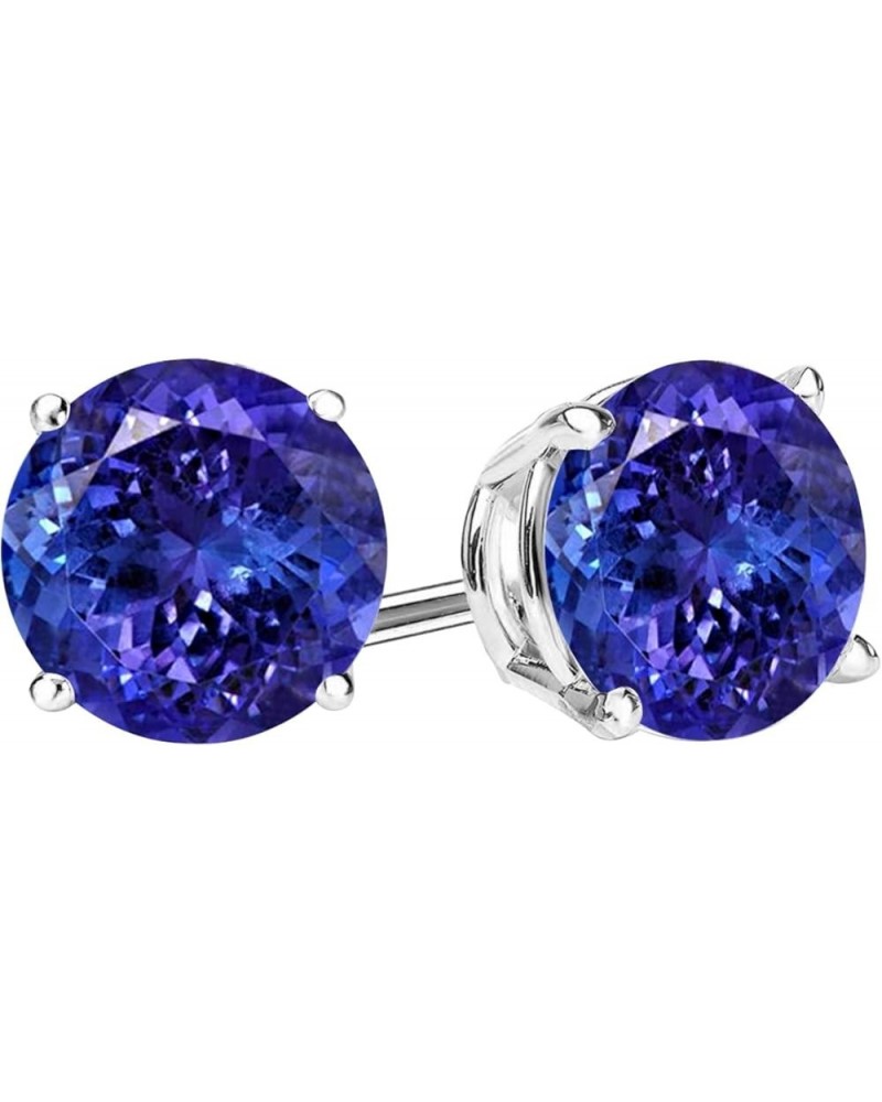 1/2-10 Carat Total Weight Natural Tanzanite Stud Earrings 4 Prong Push Back 1.01 Carat Platinum $1.00 Earrings