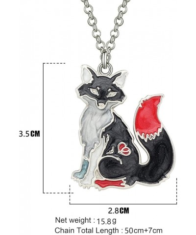 Enamel Alloy Cute Fox Necklace for Women Girls Pendant Charms Fashion Jewelry Gifts Black $8.84 Necklaces