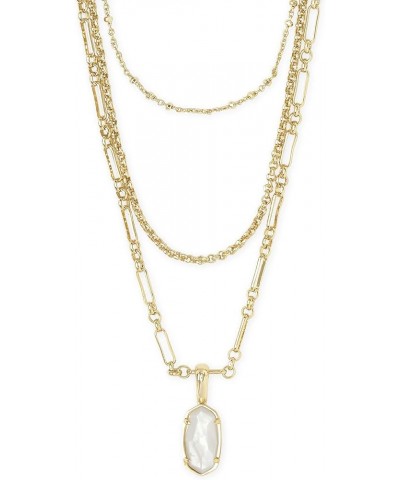 Elisa Triple Adjustable Length Strand Necklace for Women, Fashion Jewelry GOLD - IVORY MOTHER OF PEARL $55.20 Necklaces