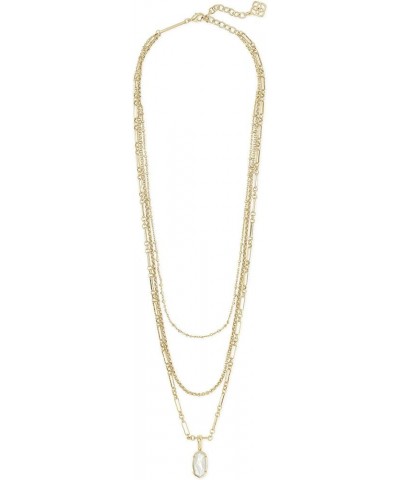 Elisa Triple Adjustable Length Strand Necklace for Women, Fashion Jewelry GOLD - IVORY MOTHER OF PEARL $55.20 Necklaces