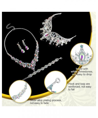 4 Piece Wedding Tiara and Necklace Set for Women Crystal Bridal Crown Jewelry Earrings Bracelet Rhinestone Gothic Queen Butte...