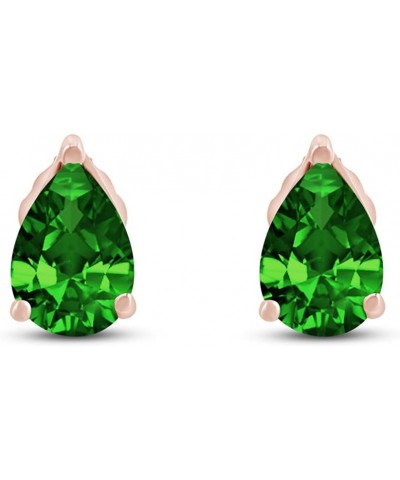 Pear Shape Stud Earrings In 14K Rose Gold Over Sterling Silver (2 Ct) Simulated emerald $21.82 Earrings