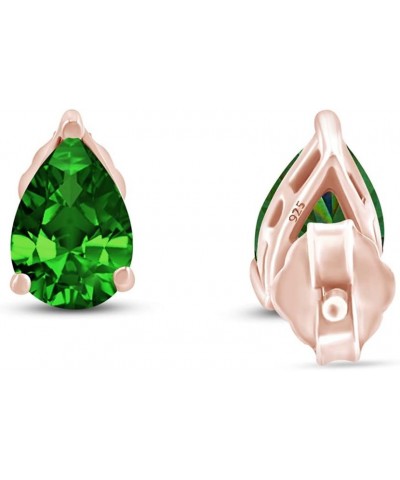 Pear Shape Stud Earrings In 14K Rose Gold Over Sterling Silver (2 Ct) Simulated emerald $21.82 Earrings