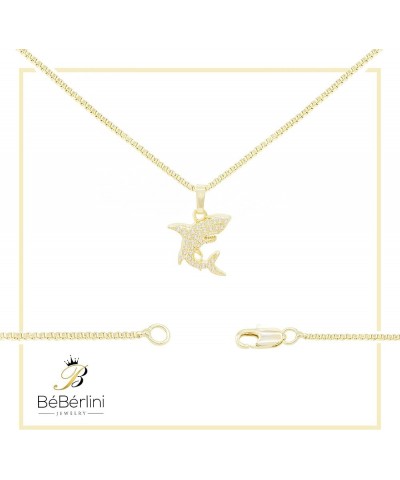 BEBERLINI Shark Charm Sea Pendant 14K Gold Filled Rope Box Curb Chain Necklace Set Lobster Clasp Fashion Cubic Zirconia Jewel...