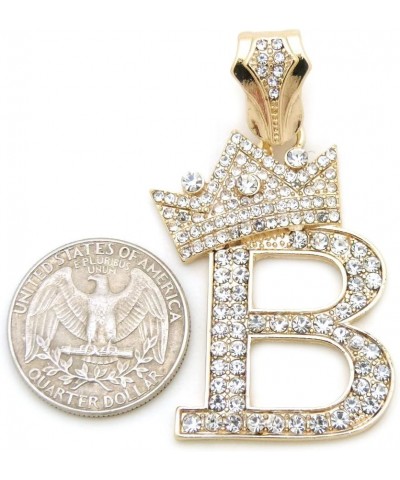 King Crown Alphabet Initial Pendant 3mm 24 inches Cuban Chain Necklace in Gold, Silver Tone B - Gold $13.80 Necklaces