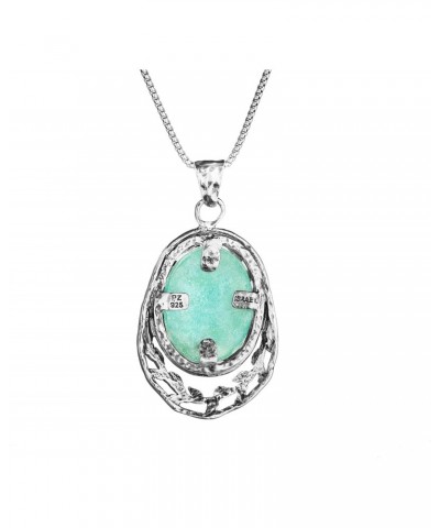 Paz Creations 925 Sterling Silver Necklace For Women Girls | Roman Glass Oval-Shapped Leaf Design Pendant with 18" Box Chain ...