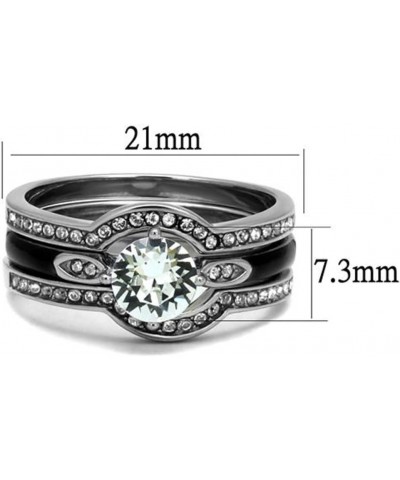 Her and His 4 Piece Silver and Black Stainless Steel and Titanium Wedding Ring Band Set Size Women's 08 Men's 08 $20.50 Sets