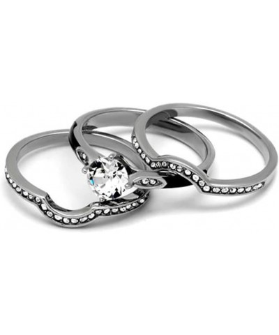 Her and His 4 Piece Silver and Black Stainless Steel and Titanium Wedding Ring Band Set Size Women's 08 Men's 08 $20.50 Sets