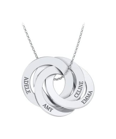 925 Sterling Silver Russian Ring Name Necklace Personalized for Women Custom Engraved Name Open Circle Pendant Necklace Custo...