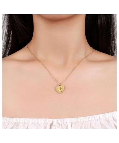 Initial Necklaces for Women 14K Gold Heart Initial Necklace Dainty Letter Necklace Gold Double Heart Hollow A-Z Letter Pendan...