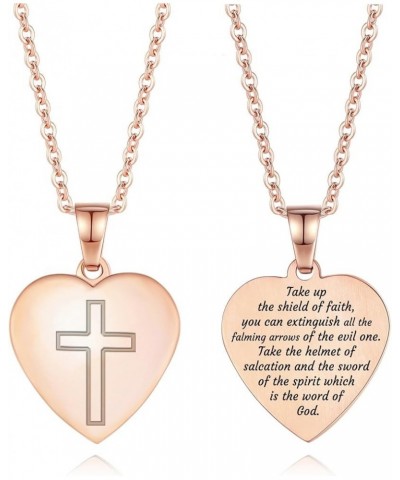 Heart Cross Pendant Necklace Engraved Bible Verses - Great Christian Gift for Women at Christmas, New Year, Birthdays and Bap...