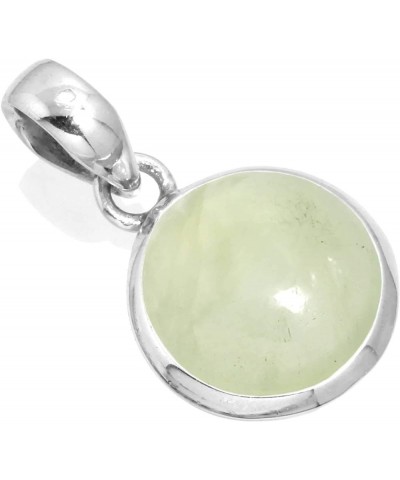 925 Sterling Silver Statement Pendant for Women 12 MM Round Gemstone Handmade Jewelry for Gift (99520_P) Prehnite $18.54 Neck...