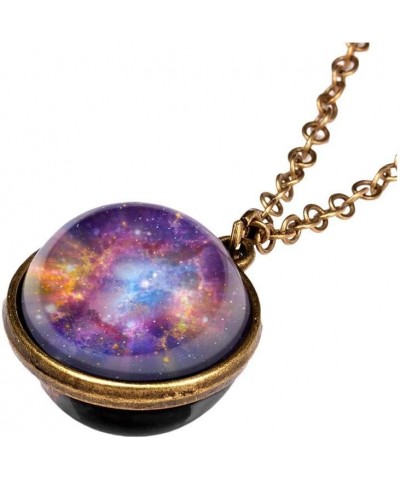 FarJing Planet Necklace, Glow In The Dark Galaxy System Double Sided Glass Dome Planet Necklace Pendant Jewelry Gift D $6.18 ...