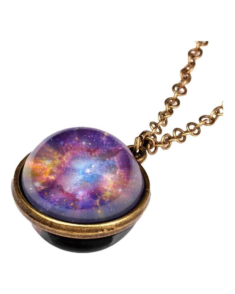 FarJing Planet Necklace, Glow In The Dark Galaxy System Double Sided Glass Dome Planet Necklace Pendant Jewelry Gift D $6.18 ...