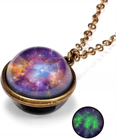 FarJing Planet Necklace, Glow In The Dark Galaxy System Double Sided Glass Dome Planet Necklace Pendant Jewelry Gift D $6.18 ...