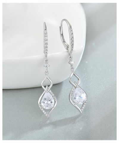 925 Sterling Silver Teardrop Earrings Elegant Drop Dangle Leverback Earring Jewelry Gifts for Women White $31.85 Earrings