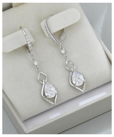 925 Sterling Silver Teardrop Earrings Elegant Drop Dangle Leverback Earring Jewelry Gifts for Women White $31.85 Earrings