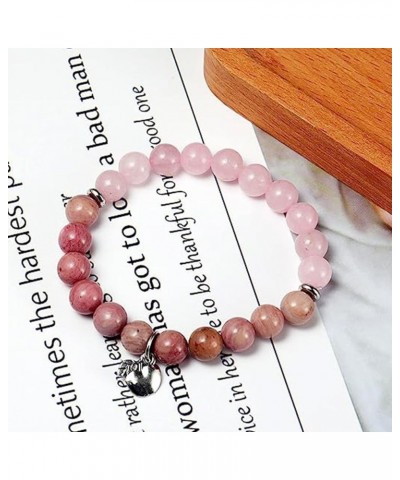 Handmade Appreciation Teacher 8mm Beads Natural Stone Apple Pendant Adjustable Rope Bracelets With Message Card Teacher Meani...