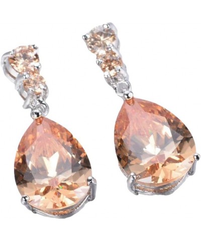 Elegant Crystal Teardrop Earrings Wedding Bridal Dangle Earrings for Women,Purple Orange $3.30 Earrings