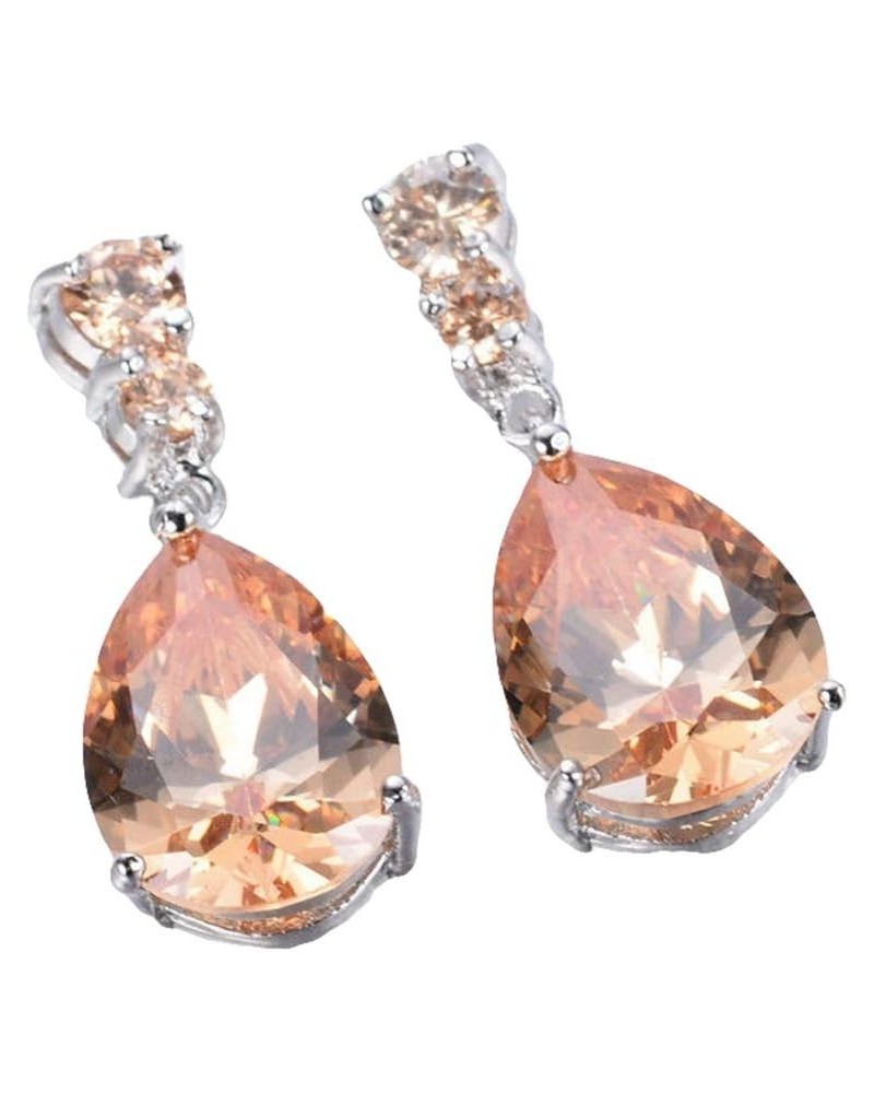 Elegant Crystal Teardrop Earrings Wedding Bridal Dangle Earrings for Women,Purple Orange $3.30 Earrings