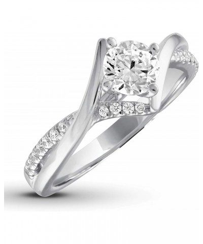 Engagement Ring 1.2 CT Moissanite Engagement Rings for Women Platinum Plated Silver $47.58 Others