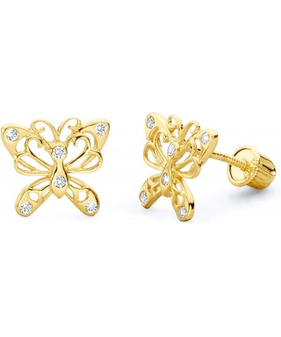 14k Yellow Gold Butterfly Stud Earrings with Screw Back $37.44 Earrings