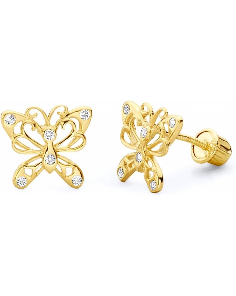 14k Yellow Gold Butterfly Stud Earrings with Screw Back $37.44 Earrings