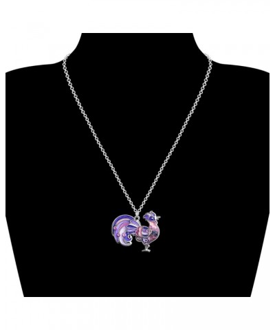 Enamel Alloy Rhinestone Rooster Necklace Chicken Pendant Farm Animals Jewelry Charms Gifts for Women Girls Kids Purple $9.17 ...