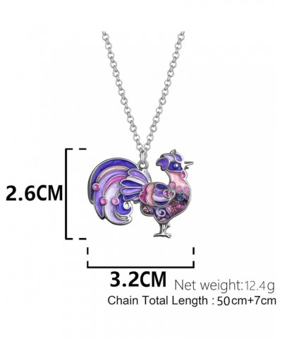 Enamel Alloy Rhinestone Rooster Necklace Chicken Pendant Farm Animals Jewelry Charms Gifts for Women Girls Kids Purple $9.17 ...