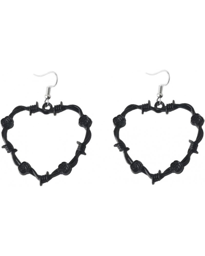 Gothic Punk Thorn Heart Earrings for Women Hip Hop Metal Barbed Wire Chunky Big Rose Dangle Drop Earrings Hoop Halloween Cost...