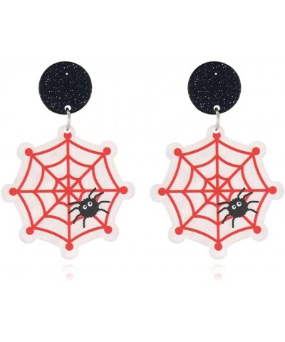 Halloween Cute Acrylic Dangle Earrings Acetate Pumpkin Ghost Bat Dangle Earrings Creative Palm Eyeball Spider Web Stud Earrin...