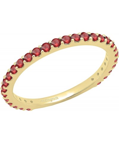 Round Diamond or Gemstone Eternity Stackable Wedding Band for Women | Available in 10K/14K/18K Gold Ruby in 10K Yellow Gold $...