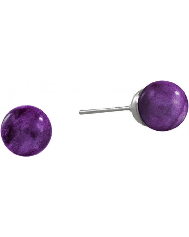 Natural Stone Stud Earring 8mm Amethyst $6.75 Earrings