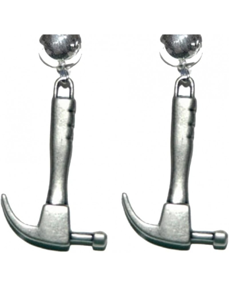 Pewter Hammer Clip On Dangle Earrings (D266clip) $9.67 Earrings