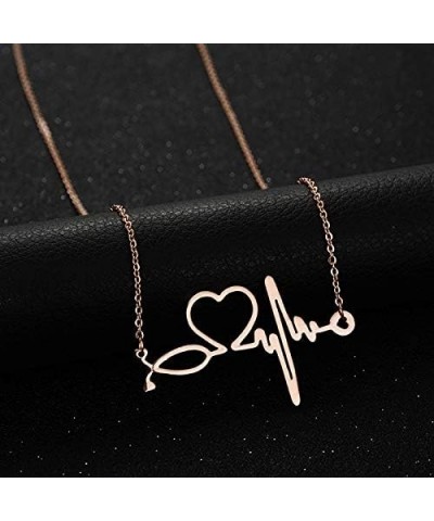 Nurses'day Gift EKG Heartbeat Necklace Lifeline Pulse Pendant Nurse Doctor RN Nursing School Graduation Jewelry rose gold $8....